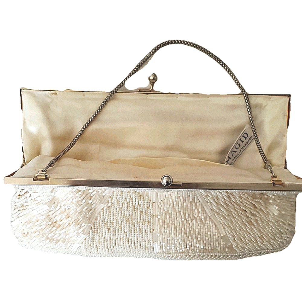 Vintage Ivory Magid Beaded Clutch Purse